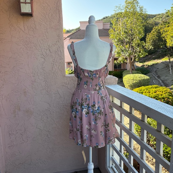 Reformation Size 12 Elyse Floral Mini Dress Smocked Waist Cottagecore Fairy - Picture 5 of 16